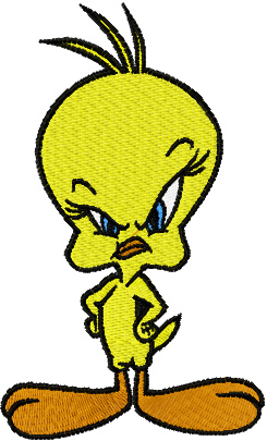 Tweety angry machine embroidery design